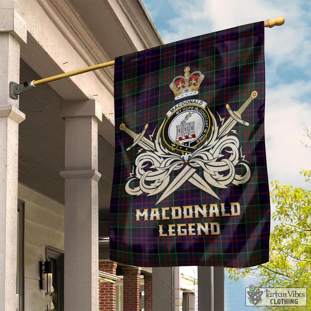 Tartan Vibes Clothing MacDonald of Clan Ranald Tartan Flag with Clan Crest and the Golden Sword of Courageous Legacy