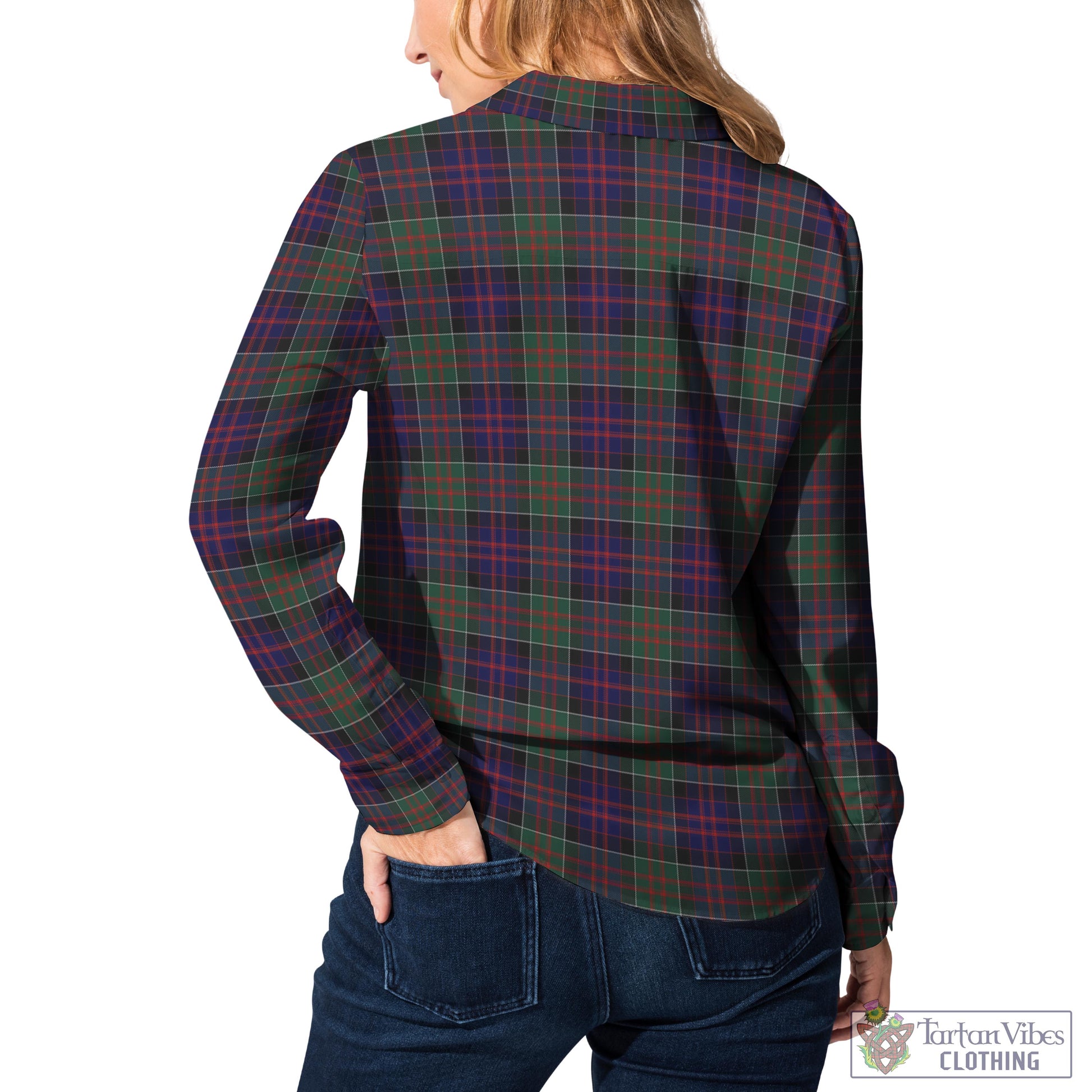 Tartan Vibes Clothing MacDonald of Clan Ranald Tartan Womens Casual Shirt with Family Crest