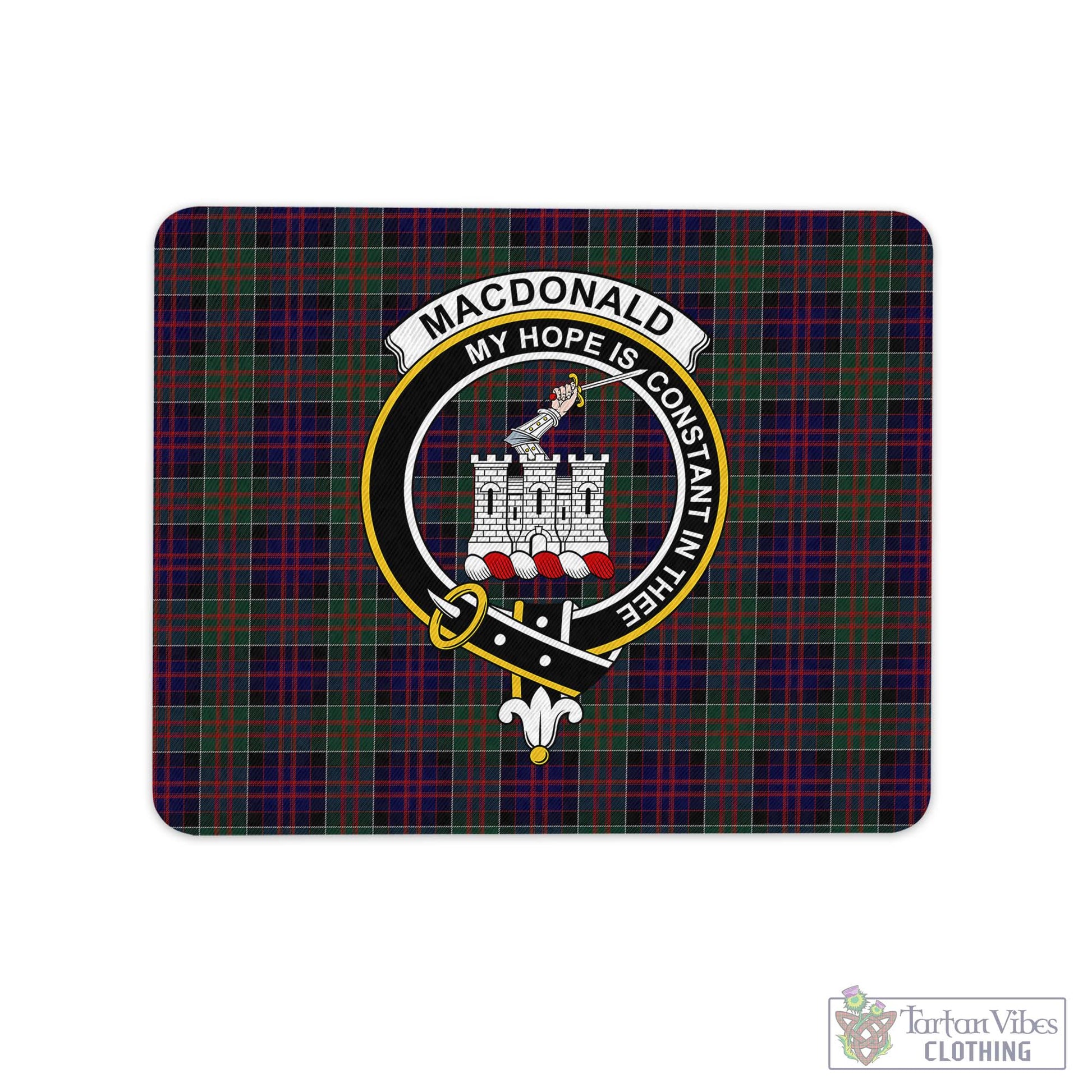 Tartan Vibes Clothing MacDonald of Clan Ranald Tartan Mouse Pad with Family Crest