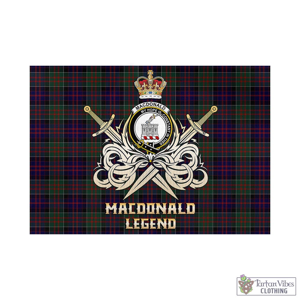 Tartan Vibes Clothing MacDonald of Clan Ranald Tartan Flag with Clan Crest and the Golden Sword of Courageous Legacy