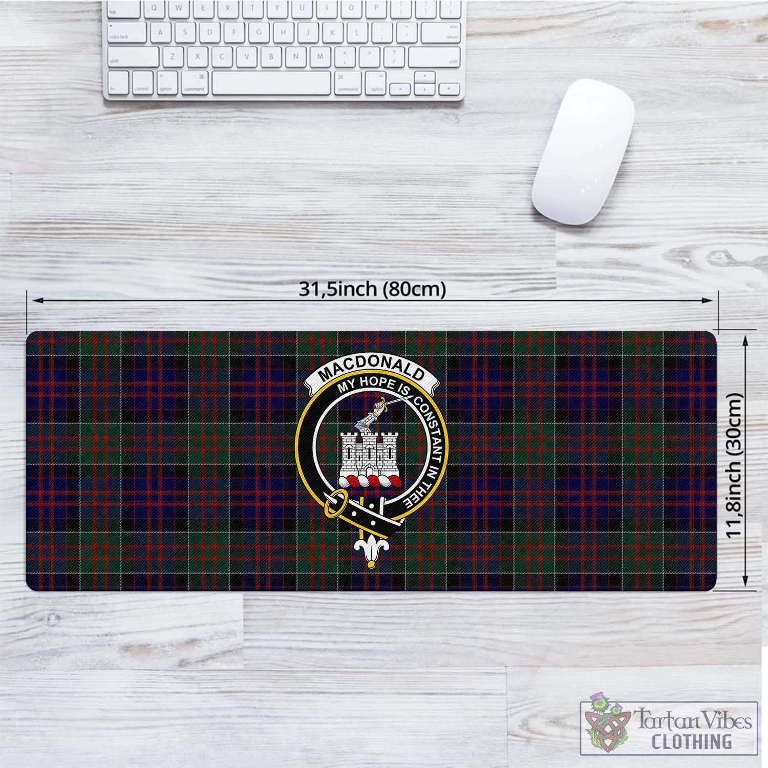 Tartan Vibes Clothing MacDonald of Clan Ranald Tartan Mouse Pad with Family Crest