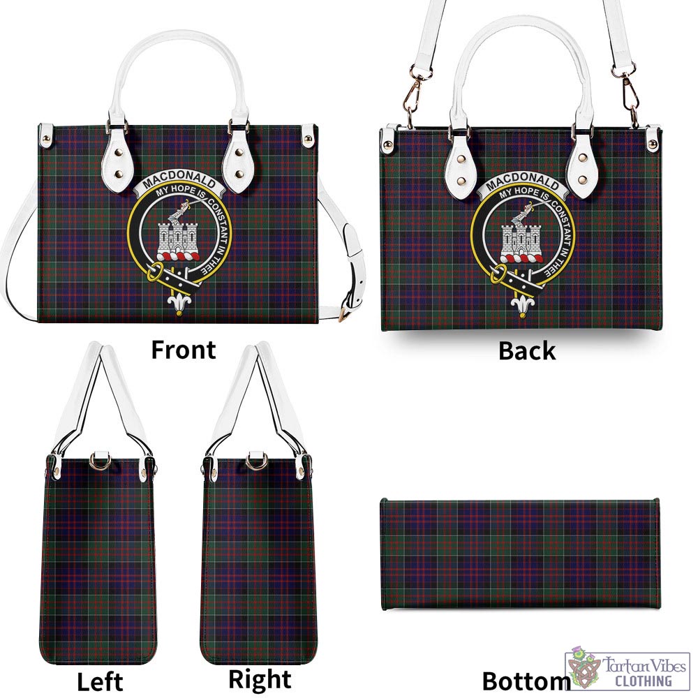 Tartan Vibes Clothing MacDonald of Clan Ranald Tartan Luxury Leather Handbags with Family Crest