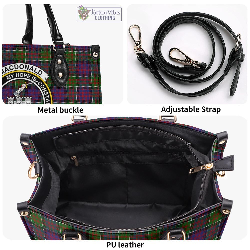 Tartan Vibes Clothing MacDonald of Clan Ranald Modern Tartan Luxury Leather Handbags with Family Crest