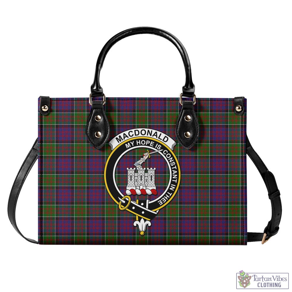 Tartan Vibes Clothing MacDonald of Clan Ranald Modern Tartan Luxury Leather Handbags with Family Crest