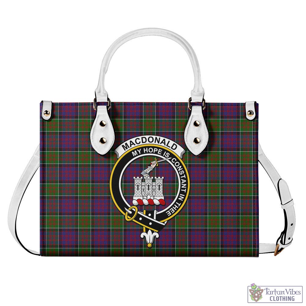 Tartan Vibes Clothing MacDonald of Clan Ranald Modern Tartan Luxury Leather Handbags with Family Crest