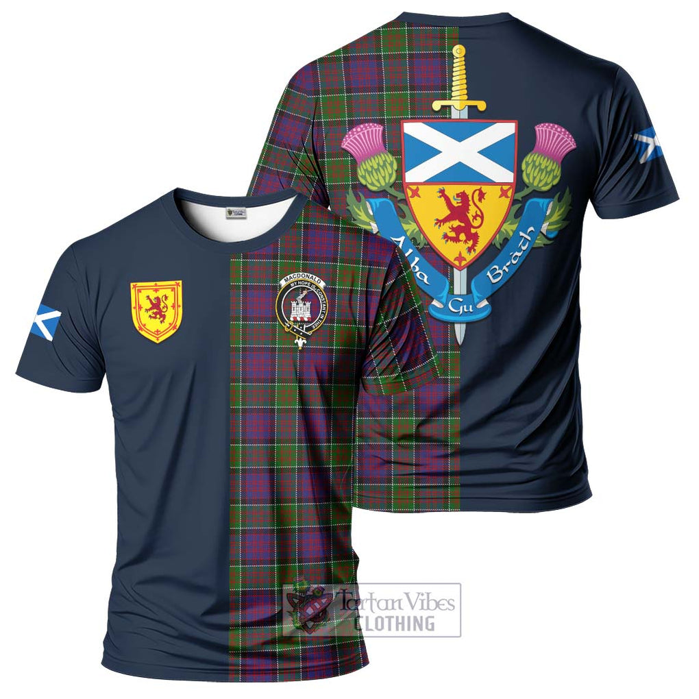 Tartan Vibes Clothing MacDonald of Clan Ranald Modern Tartan T-Shirt Alba with Scottish Lion Royal Arm Half Style