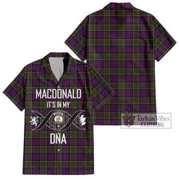 MacDonald of Clan Ranald Modern Tartan Short Sleeve Button Shirt with Family Crest DNA In Me Style