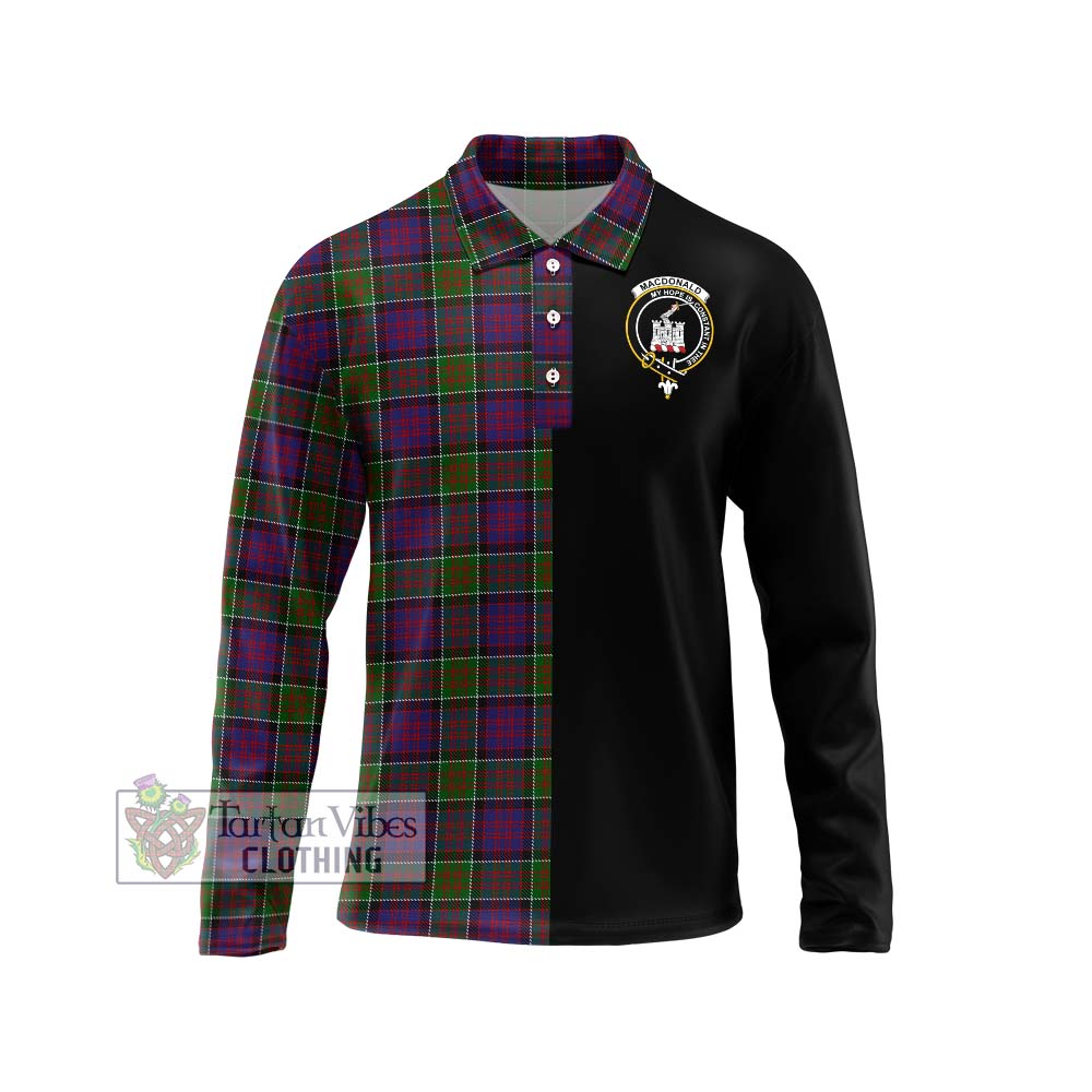 MacDonald of Clan Ranald Modern Tartan Long Sleeve Polo Shirt with Family Crest and Half Of Me Style Unisex - Tartanvibesclothing Shop