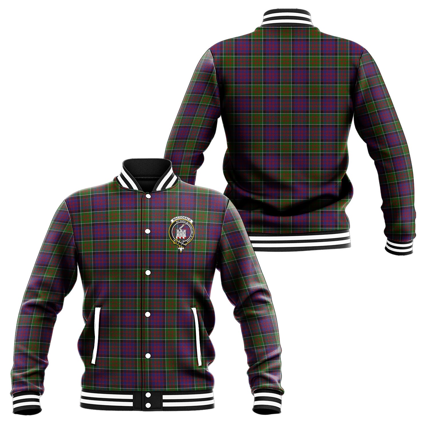 MacDonald of Clan Ranald Modern Tartan Baseball Jacket with Family Crest Unisex - Tartan Vibes Clothing