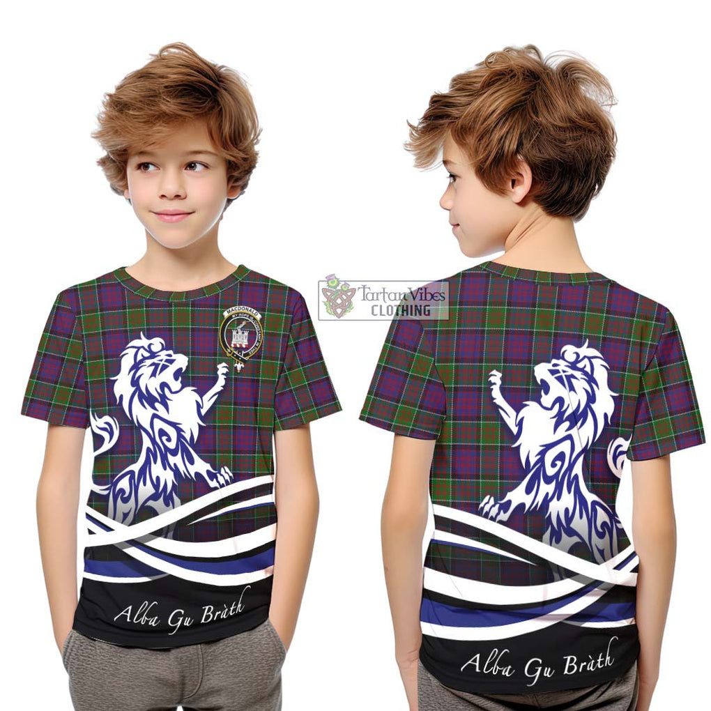 MacDonald of Clan Ranald Modern Tartan Kid T-Shirt with Alba Gu Brath Regal Lion Emblem Youth XL Size14 - Tartanvibesclothing Shop