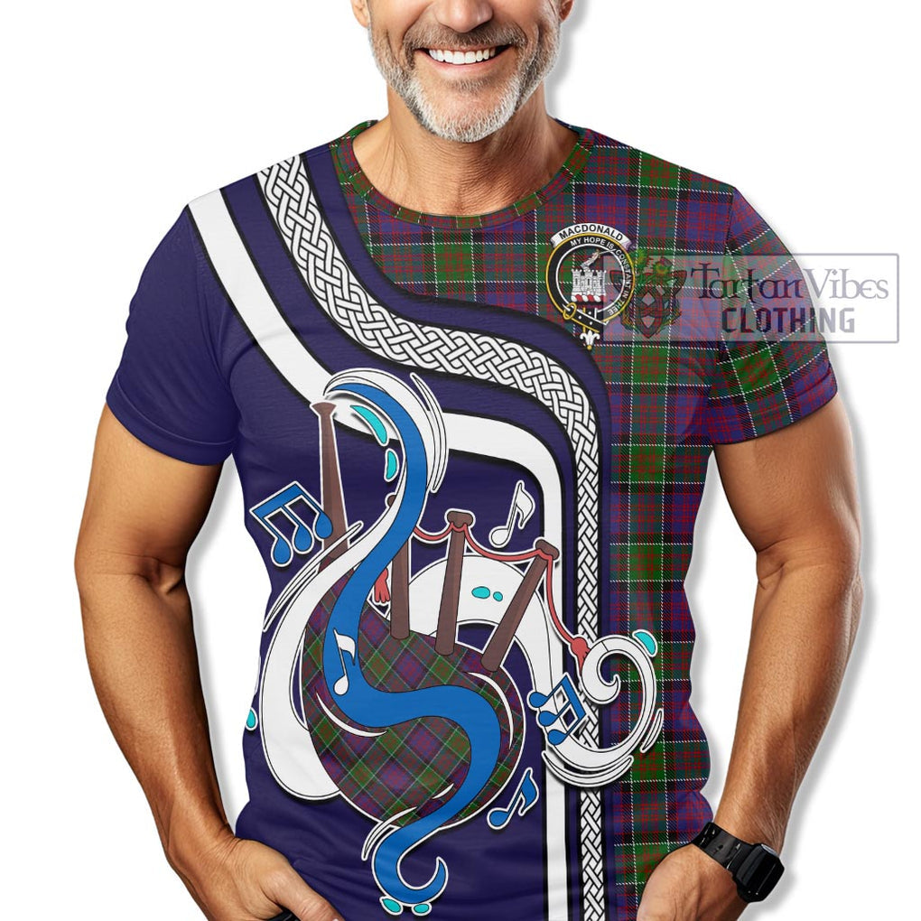 MacDonald of Clan Ranald Modern Tartan T-Shirt with Epic Bagpipe Style Kid's Shirt - Tartanvibesclothing Shop