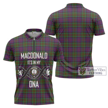 MacDonald of Clan Ranald Modern Tartan Zipper Polo Shirt with Family Crest DNA In Me Style