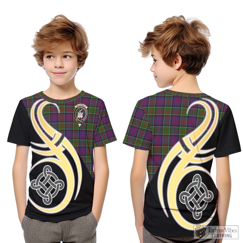 MacDonald of Clan Ranald Modern Tartan Kid T-Shirt with Family Crest and Celtic Symbol Style Youth XL Size14 - Tartan Vibes Clothing