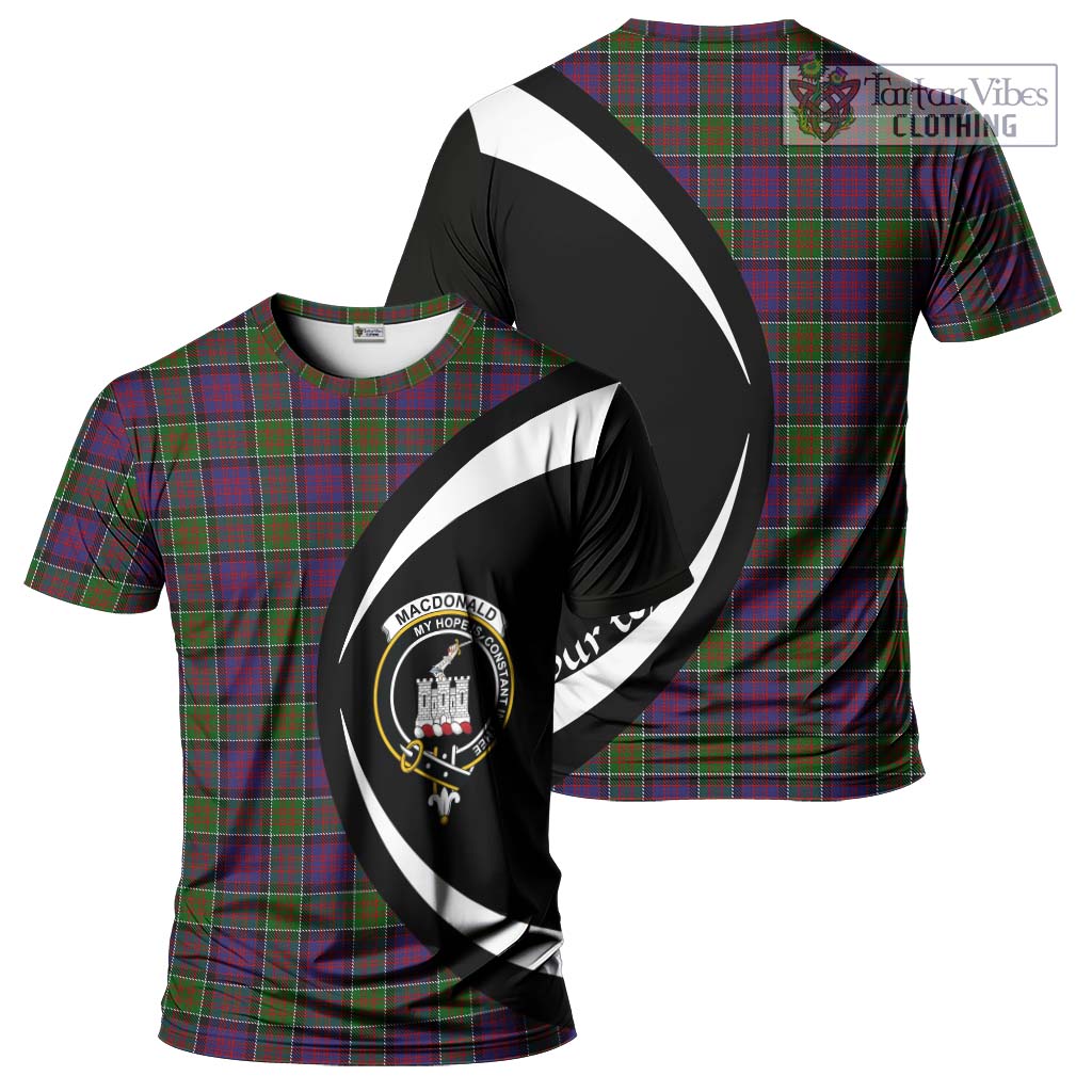 Tartan Vibes Clothing MacDonald of Clan Ranald Modern Tartan T-Shirt with Family Crest Circle Style