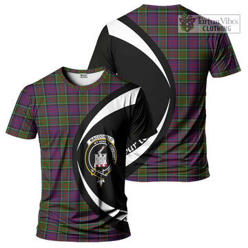 MacDonald of Clan Ranald Modern Tartan T-Shirt with Family Crest Circle Style