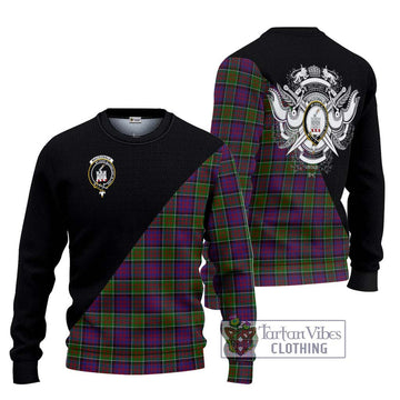 MacDonald of Clan Ranald Modern Tartan Ugly Sweater with Family Crest and Military Logo Style