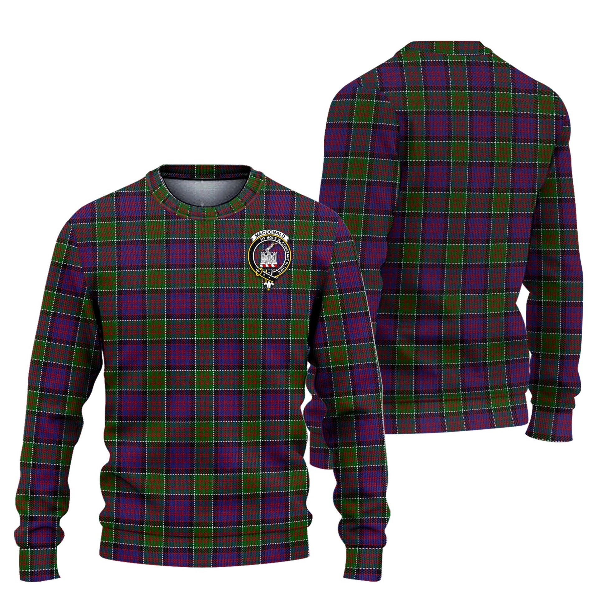 MacDonald of Clan Ranald Modern Tartan Knitted Sweater with Family Crest Unisex - Tartanvibesclothing