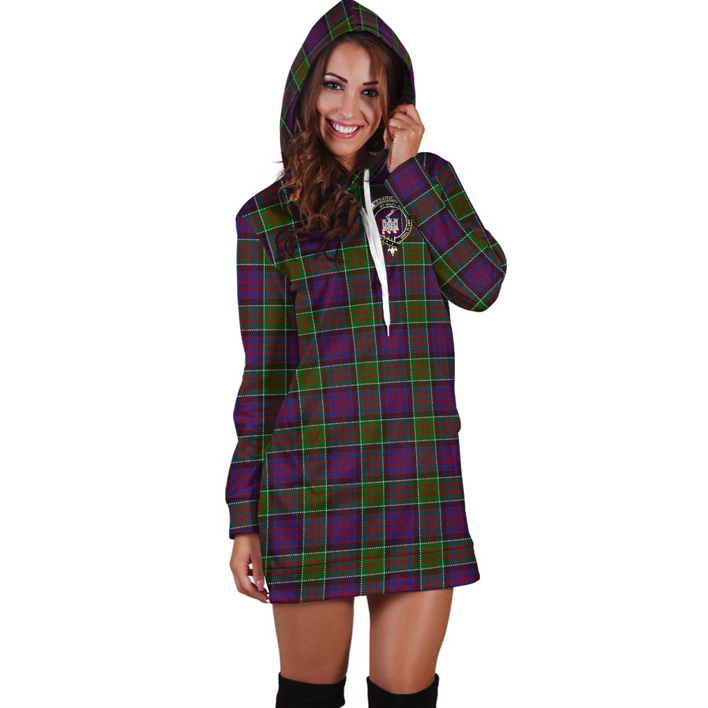 MacDonald of Clan Ranald Modern Tartan Hoodie Dress with Family Crest - Tartan Vibes Clothing