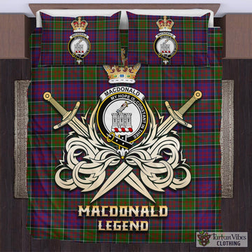 MacDonald of Clan Ranald Modern Tartan Bedding Set with Clan Crest and the Golden Sword of Courageous Legacy