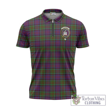 MacDonald of Clan Ranald Modern Tartan Zipper Polo Shirt with Family Crest