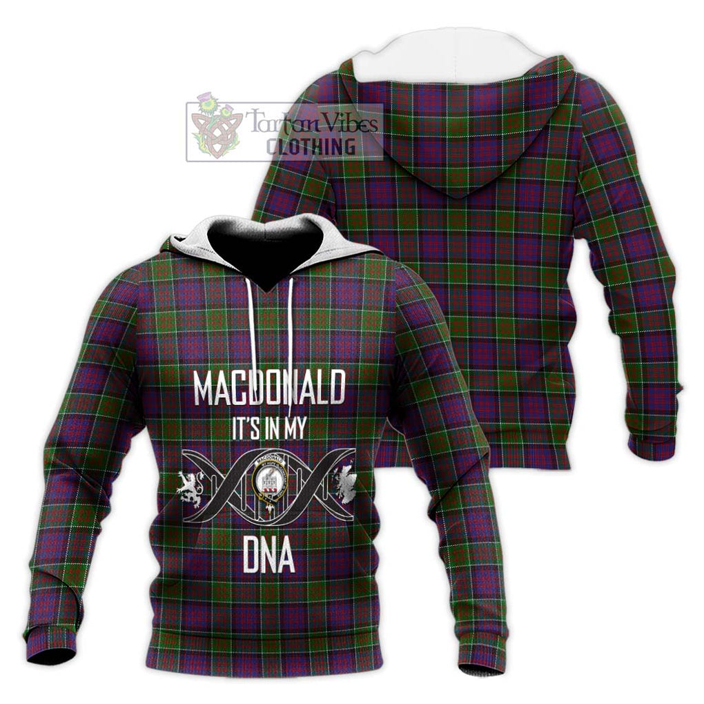 MacDonald of Clan Ranald Modern Tartan Knitted Hoodie with Family Crest DNA In Me Style Unisex Knitted Pullover Hoodie - Tartanvibesclothing Shop