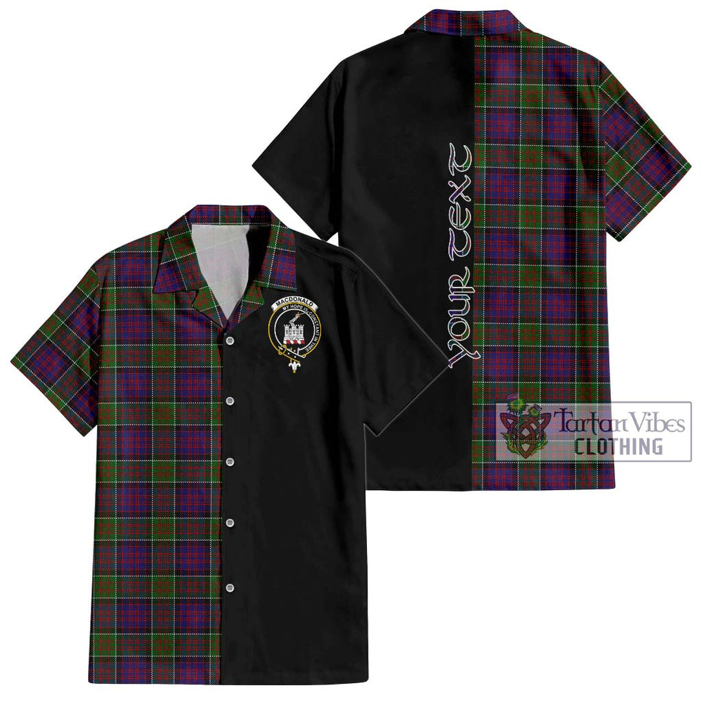 MacDonald of Clan Ranald Modern Tartan Short Sleeve Button Shirt with Family Crest and Half Of Me Style Kid - Tartanvibesclothing Shop