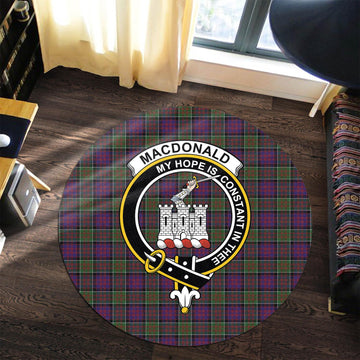 MacDonald of Clan Ranald Modern Tartan Round Rug with Family Crest