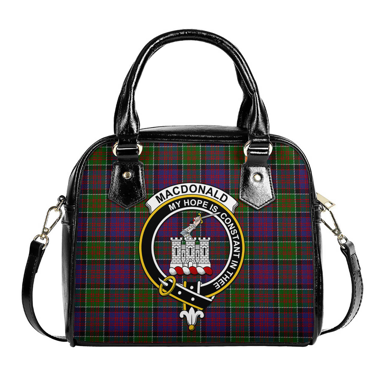 MacDonald of Clan Ranald Modern Tartan Shoulder Handbags with Family Crest One Size 6*25*22 cm - Tartanvibesclothing