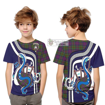 MacDonald of Clan Ranald Modern Tartan Kid T-Shirt with Epic Bagpipe Style