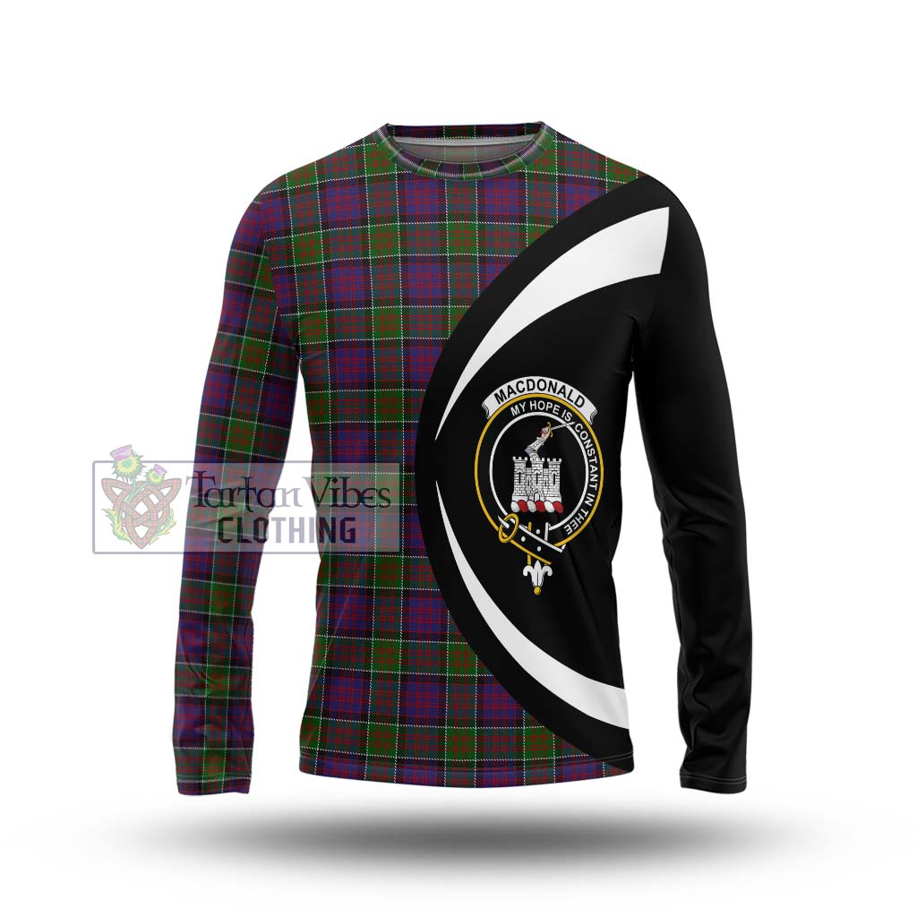 MacDonald of Clan Ranald Modern Tartan Long Sleeve T-Shirt with Family Crest Circle Style Unisex - Tartan Vibes Clothing