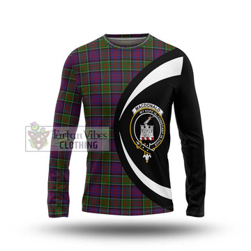 MacDonald of Clan Ranald Modern Tartan Long Sleeve T-Shirt with Family Crest Circle Style