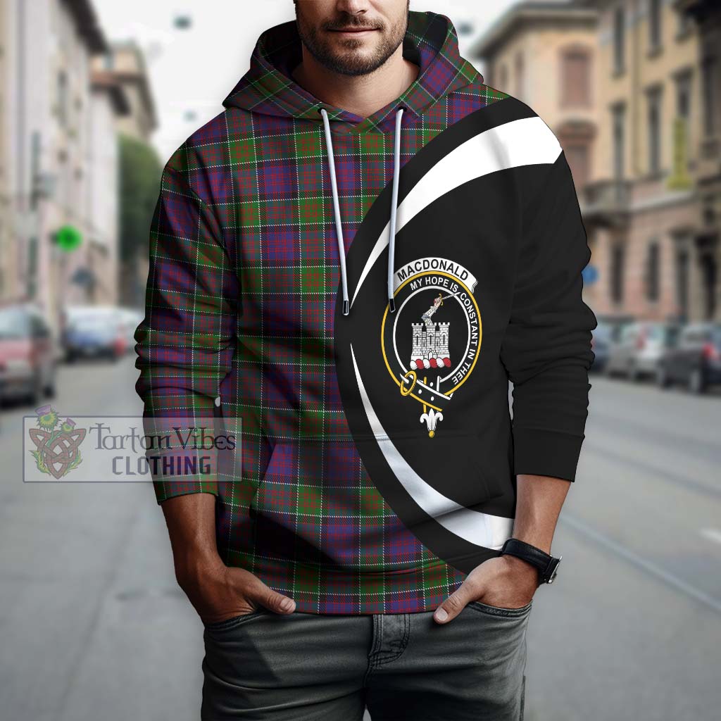 Tartan Vibes Clothing MacDonald of Clan Ranald Modern Tartan Hoodie with Family Crest Circle Style