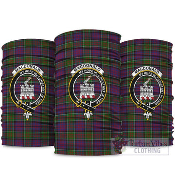 MacDonald of Clan Ranald Modern Tartan Neck Gaiters, Tartan Bandanas, Tartan Head Band with Family Crest