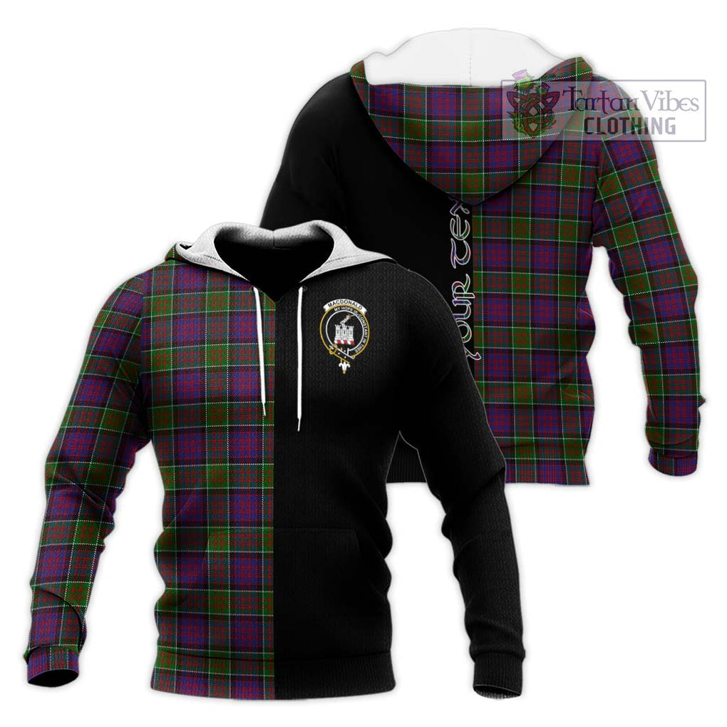 MacDonald of Clan Ranald Modern Tartan Knitted Hoodie with Family Crest and Half Of Me Style Unisex Knitted Pullover Hoodie - Tartanvibesclothing Shop