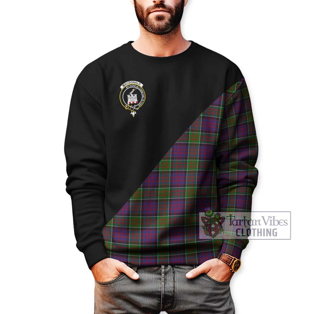 MacDonald of Clan Ranald Modern Tartan Sweatshirt with Family Crest and Military Logo Style Unisex - Tartanvibesclothing Shop