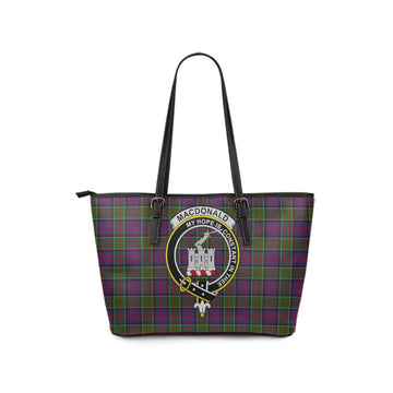 MacDonald of Clan Ranald Modern Tartan Leather Tote Bag with Family Crest