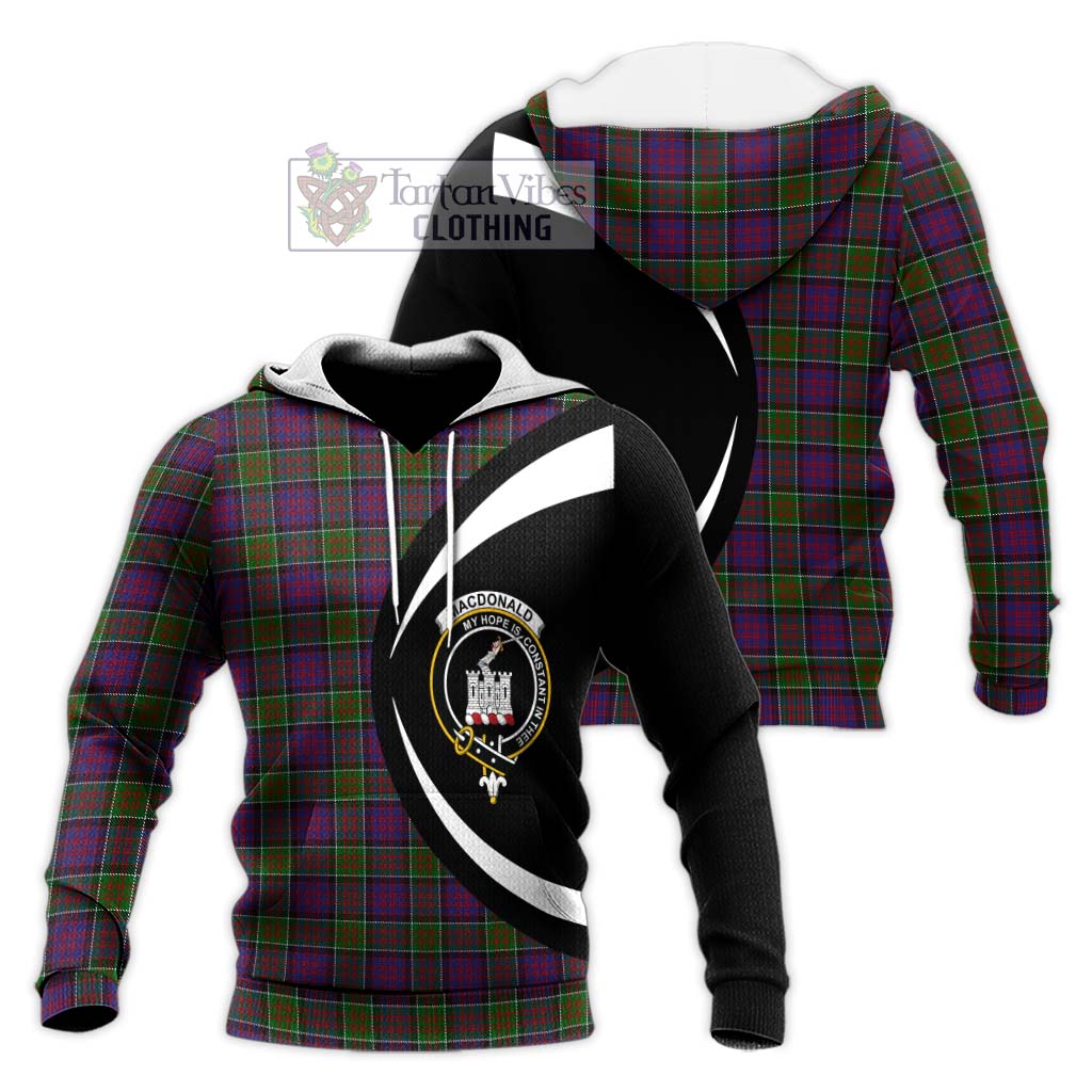 MacDonald of Clan Ranald Modern Tartan Knitted Hoodie with Family Crest Circle Style Unisex Knitted Pullover Hoodie - Tartan Vibes Clothing