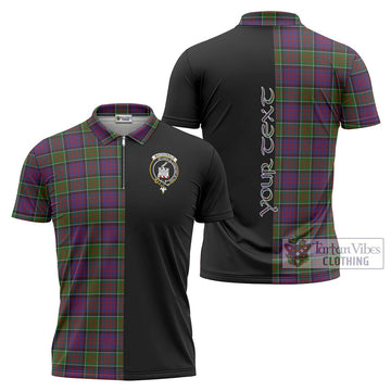 MacDonald of Clan Ranald Modern Tartan Zipper Polo Shirt with Family Crest and Half Of Me Style