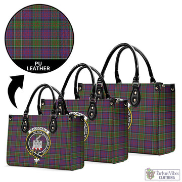 MacDonald of Clan Ranald Modern Tartan Luxury Leather Handbags with Family Crest