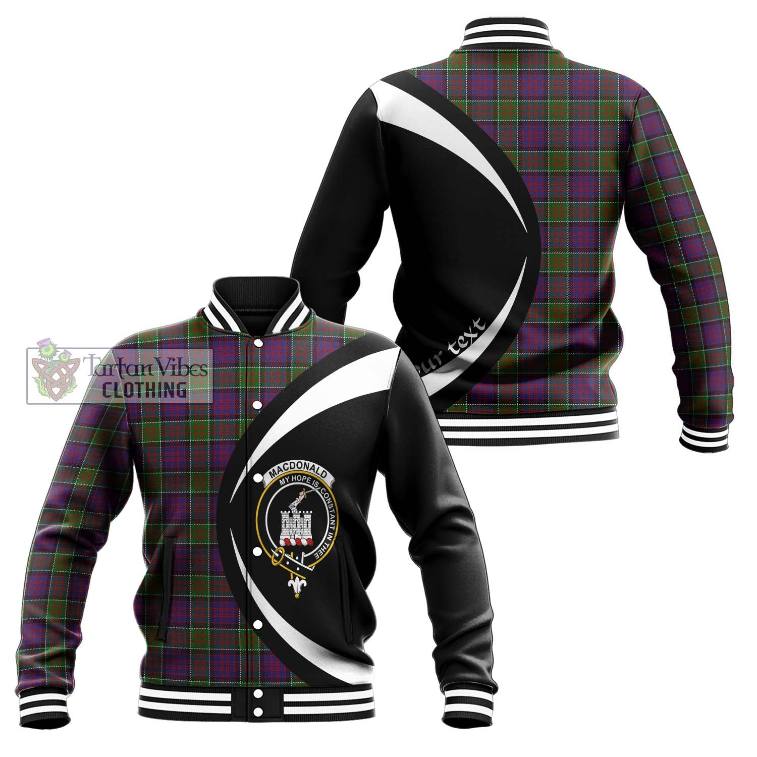 MacDonald of Clan Ranald Modern Tartan Baseball Jacket with Family Crest Circle Style Unisex - Tartan Vibes Clothing