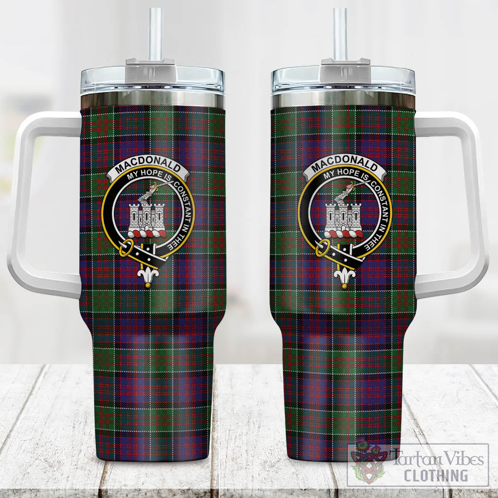 Tartan Vibes Clothing MacDonald of Clan Ranald Modern Tartan and Family Crest Tumbler with Handle