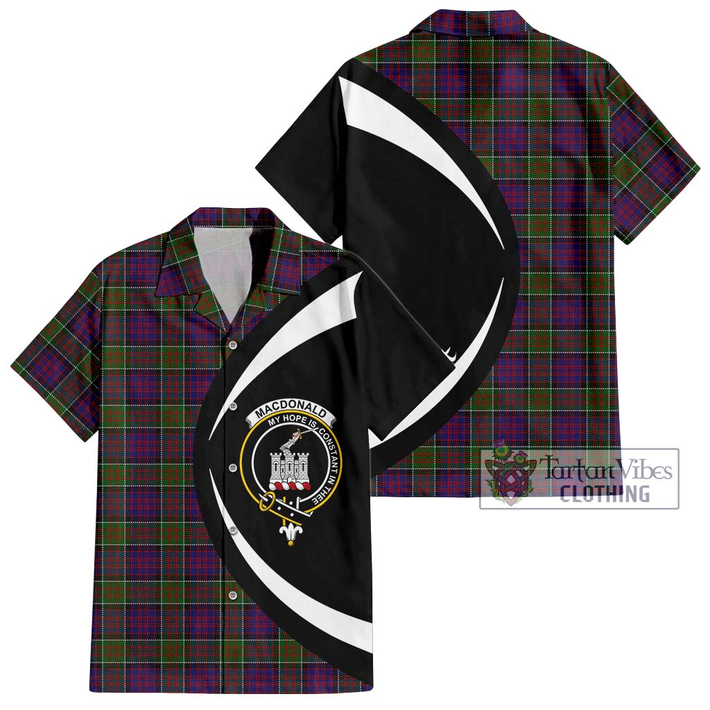 MacDonald of Clan Ranald Modern Tartan Short Sleeve Button Up with Family Crest Circle Style Kid - Tartan Vibes Clothing