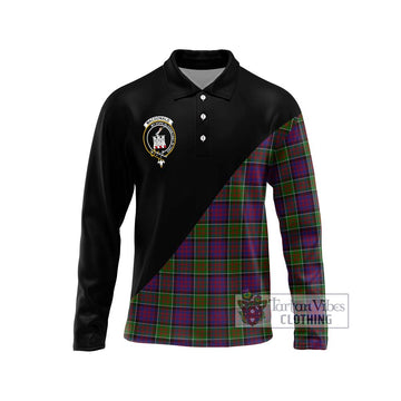 MacDonald of Clan Ranald Modern Tartan Long Sleeve Polo Shirt with Family Crest and Military Logo Style