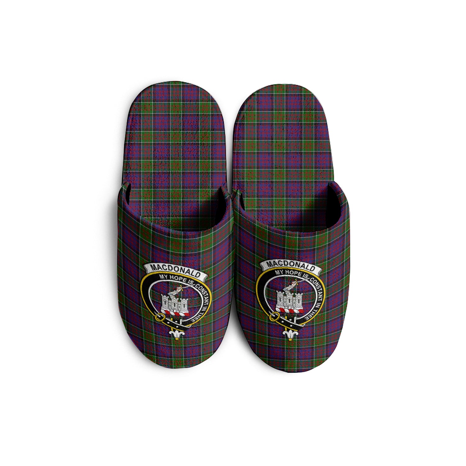 MacDonald of Clan Ranald Modern Tartan Home Slippers with Family Crest - Tartanvibesclothing