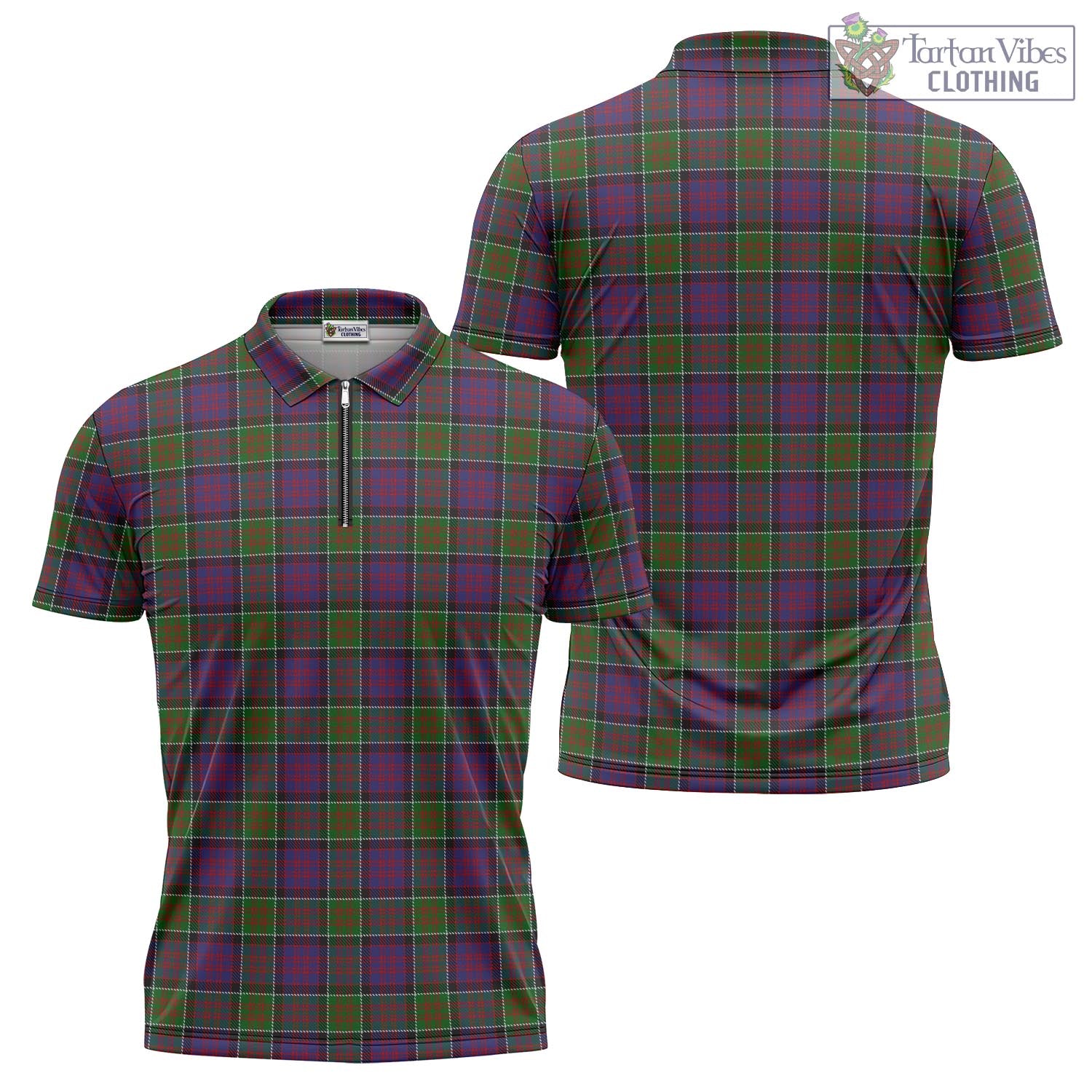 Tartan Vibes Clothing MacDonald of Clan Ranald Modern Tartan Zipper Polo Shirt