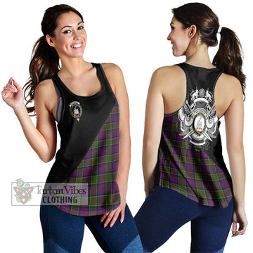 MacDonald of Clan Ranald Modern Tartan Women's Racerback Tanks with Family Crest and Military Logo Style