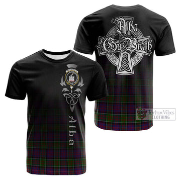 MacDonald of Clan Ranald Modern Tartan Cotton T-shirt Featuring Alba Gu Brath Family Crest Celtic Inspired