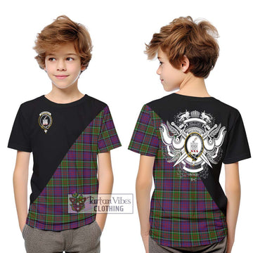 MacDonald of Clan Ranald Modern Tartan Kid T-Shirt with Family Crest and Military Logo Style