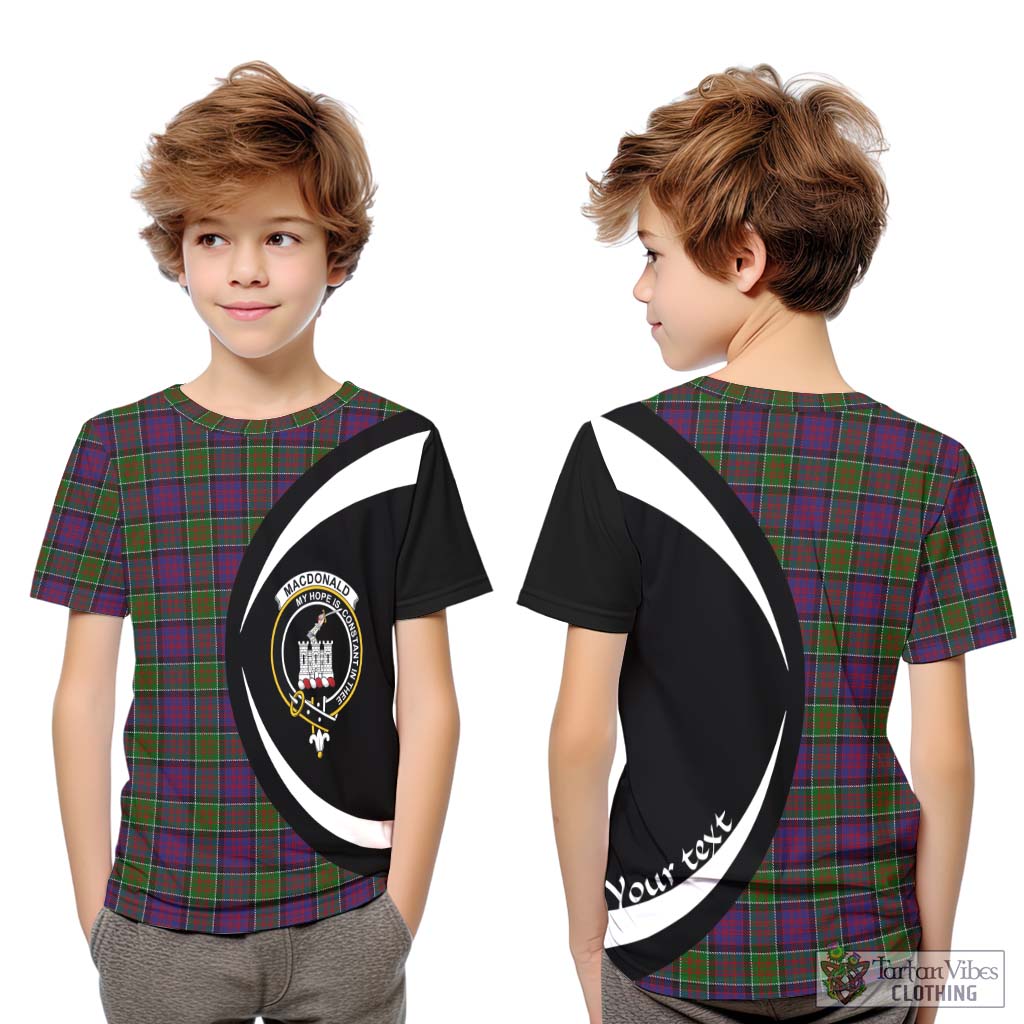 MacDonald of Clan Ranald Modern Tartan Kid T-Shirt with Family Crest Circle Style Youth XL Size14 - Tartan Vibes Clothing