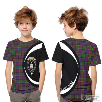 MacDonald of Clan Ranald Modern Tartan Kid T-Shirt with Family Crest Circle Style